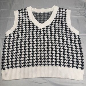 Black White Houndstooth Sweater Vest Fisherman Heritage Pied De Poule Classy